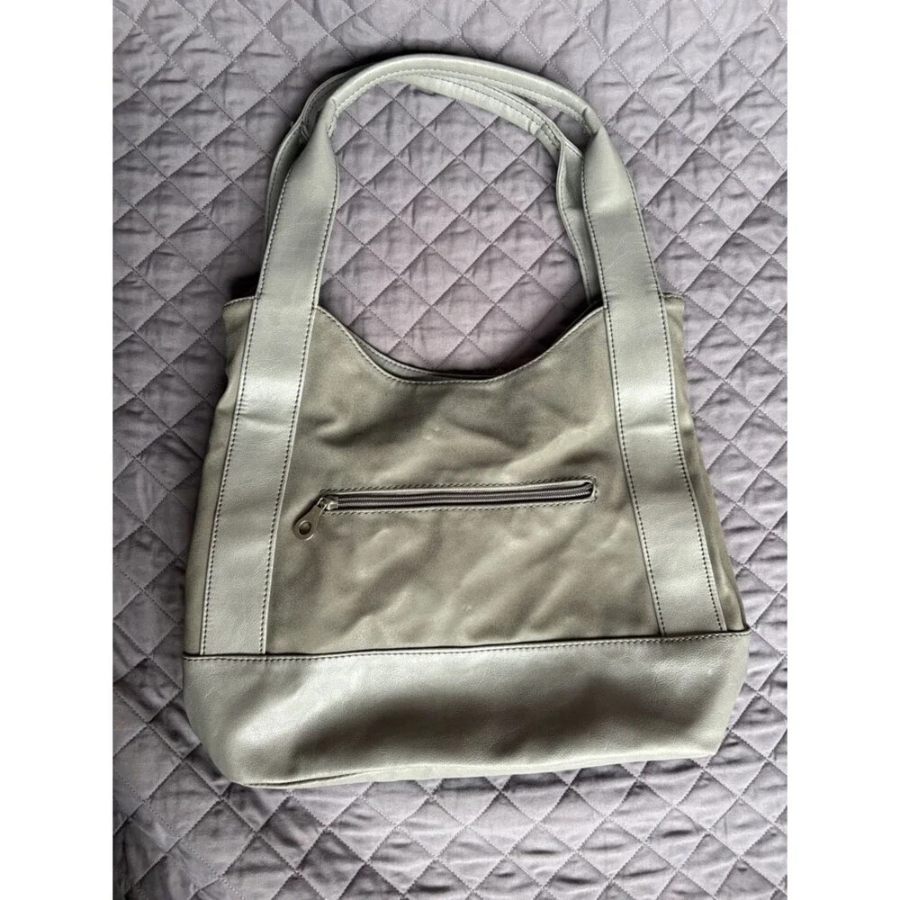 Relic by Fossil Silver Gray Tote Shoulder Bag Purse w/Dual Texture, Drop Handles